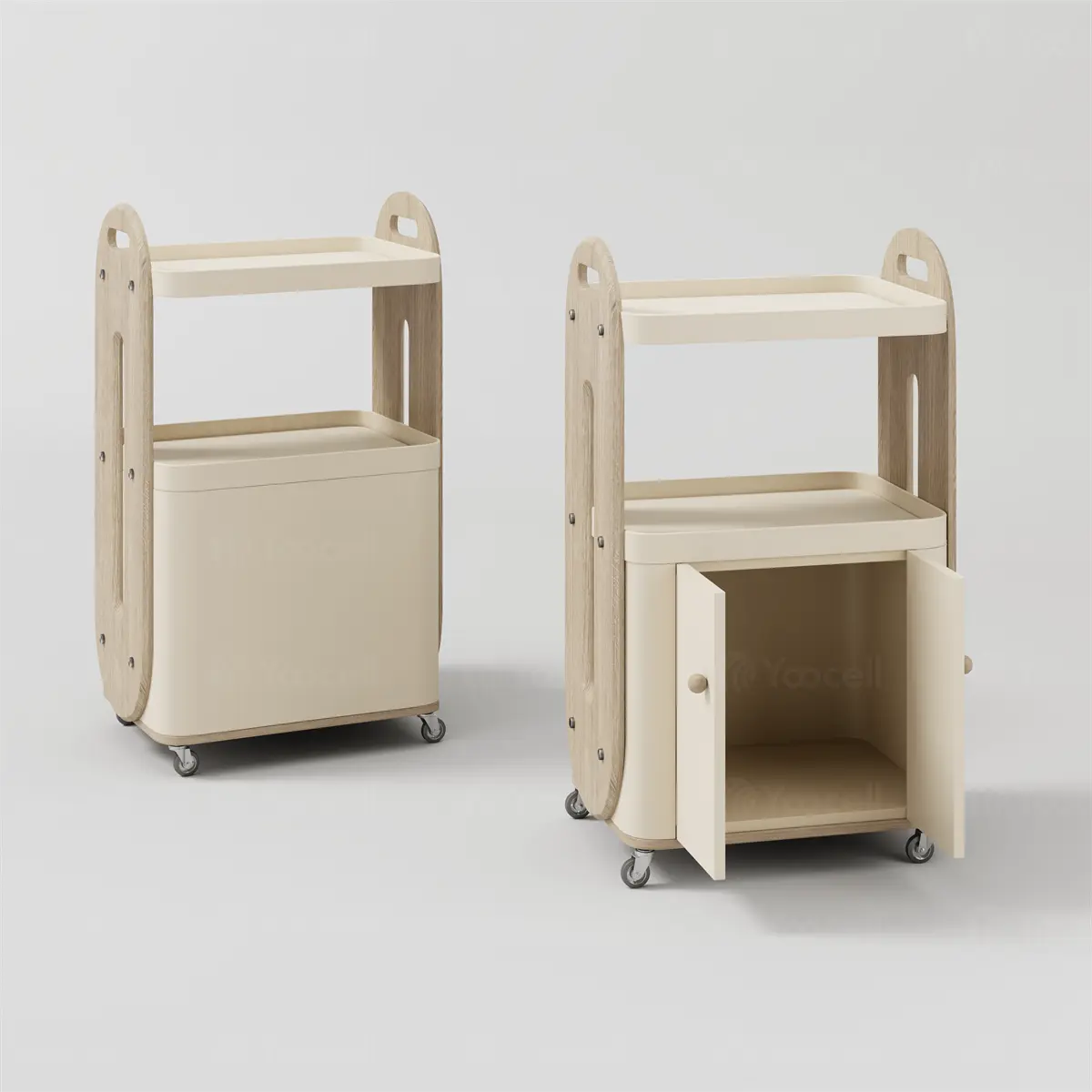 Yoocell Luna LN2018 Minimalist Wooden Salon Station Cart - Image 4
