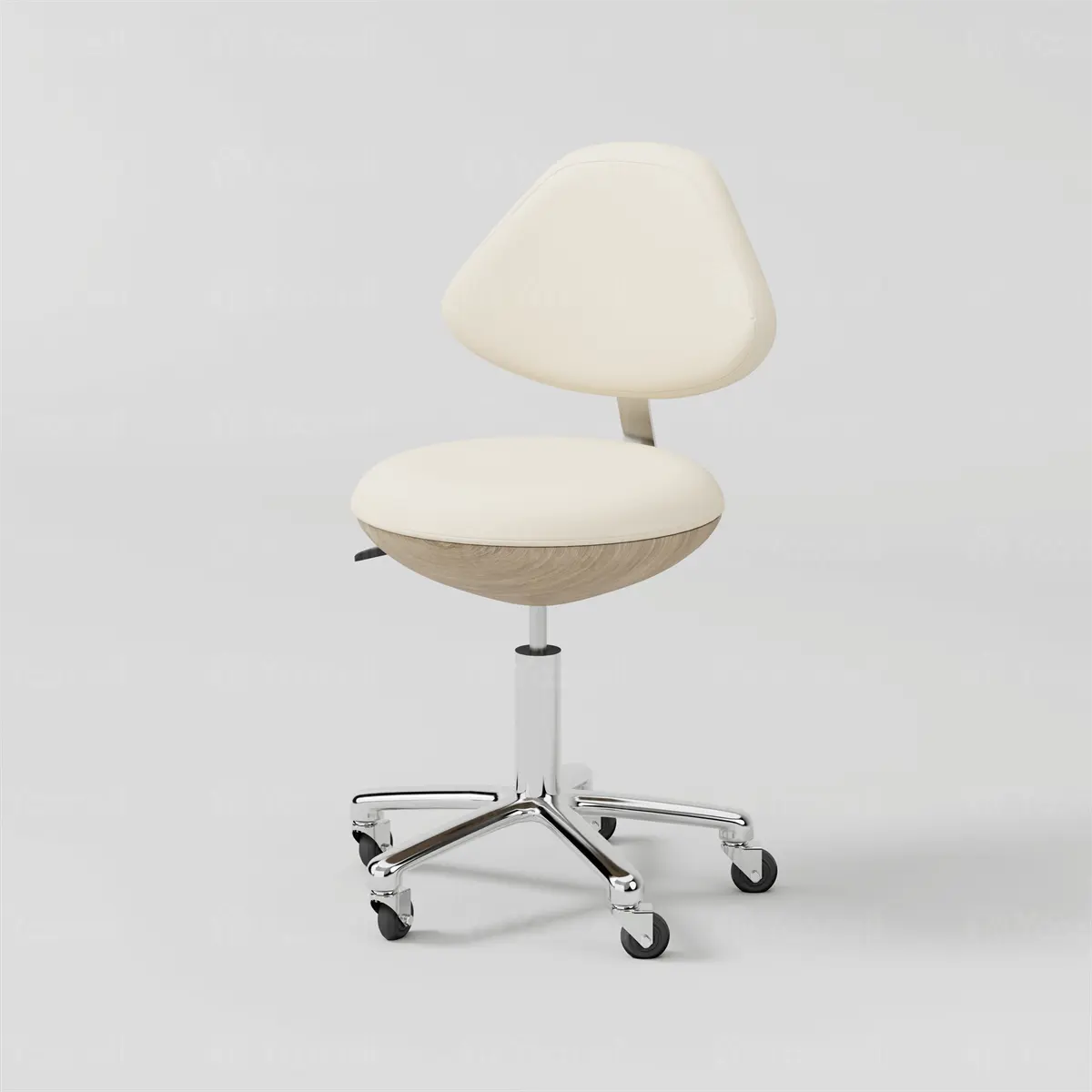 Beige Yoocell Luna LN3013 adjustable salon stool with wheels